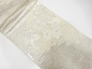 アンティーク　御所車に牡丹・菊・梅模様織り出し袋帯(材料)